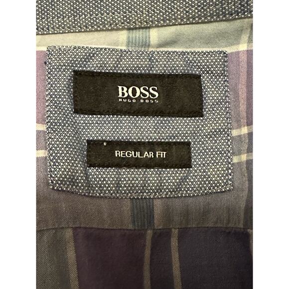 Men's HUGO BOSS Tonal Blue Purple Pastel Plaid Shirt Size X-Large - Picture 4 of 5